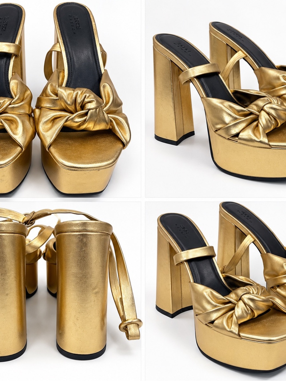 ASOS Metallic Gold Knot Platform Slide Heels